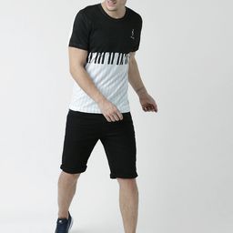 Huetrap Men White and Black Printed Round Neck T-shirt-image-78