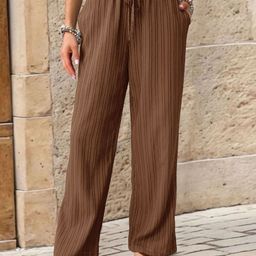 StyleCast Women Relaxed Fit Striped Wide Leg Trousers-image-102