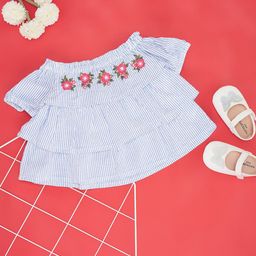 YU by Pantaloons Girls Striped Layered Cotton A-Line Dress-image-17