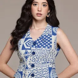 MAYKR Printed V-Neck Sleeveless Waistcoat-picture-19