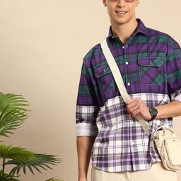 Mast & Harbour Tartan Checks Opaque Pure Cotton Casual Shirt-image-30