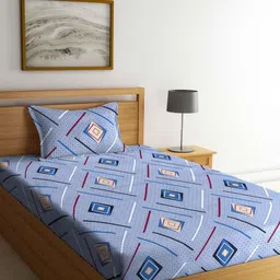 Aura Grey & Beige Geometric Printed 350 TC Single Bedsheet Set 2.15 m x 1.50 m-22