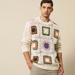 Mr Bowerbird Premium Knitted Crochet Cotton Relaxed Fit Pullover-image-43