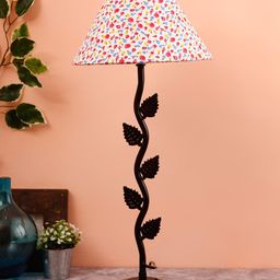 Devansh White & Pink Printed Traditional Table Lamp with Shade-41