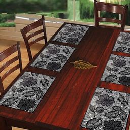 Aura 6-Pcs White & Black Printed Rectangular Heat Resistant Anti-Slip Table Placemats-2