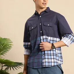 Mast & Harbour Opaque Checked Pure Cotton Casual Shirt-picture-38