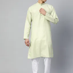 MANQ Men Green Striped Pure Cotton Kurta with Pyjamas-23