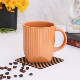 CLAY CRAFT Set of 2 Peach-Coloured Textured Ceramic Mugs-0