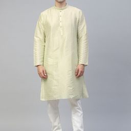 MANQ Men Green Printed Kurta with Pyjamas-picture-0