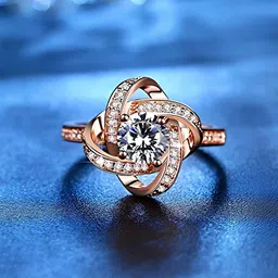 KARISHMA KREATIONS Set Of 2 Rose Gold Plated Stainless Steel Cubic Zirconia Finger Ring-picture-12