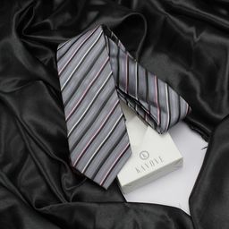 KOVOVE Men Grey Striped Broad Tie-image-25