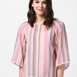 StyleStone Women Pink Striped High-Low Top-picture-10