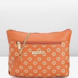 Caprese Brand Logo Printed Structured Sling Bag-36