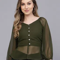 VALBONE V-Neck Puff Sleeves Top-27