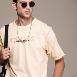 FCUK Typography Drop-Shoulder Sleeves Pure Cotton Applique Oversized T-shirt-image-54