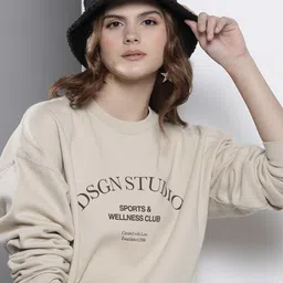 Boohoo Women Typographic Sweatshirt with Cycle Shorts Set-image-56