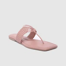 Inc 5 Women Textured T-Strap Flats-image-11