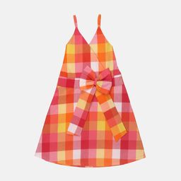 KIDKLO Girls Multicoloured Checked A-Line Dress-20