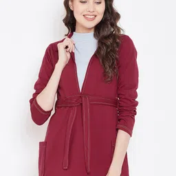 Belle Fille Women Maroon  Solid Sweatshirt-image-74