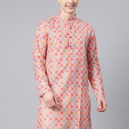 Luxrio Men Ethnic Motifs Printed Mandarin Collar Kurta-picture-10