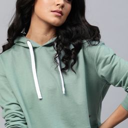 Roadster Women Sea Green Hooded Sweatshirt-image-14