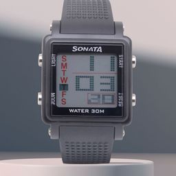 Sonata Men Black Digital Watch NH77043PP01-35