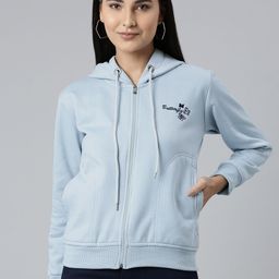 ADBUCKS Women Turquoise Blue Embroidered Hooded Sweatshirt-picture-11