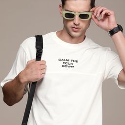 FCUK Typography Drop-Shoulder Sleeves Pure Cotton Applique Oversized T-shirt-image-56