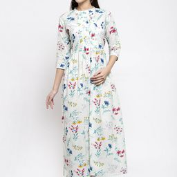 Indibelle Women White Printed Fit and Flare Dress-image-113