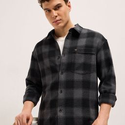 THE BEAR HOUSE Checked Long Sleeves Flannel Overshirt-image-99