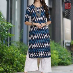 Moda Rapido Selection Of 4 Chevron Printed Round Neck Straight Kurta-image-57