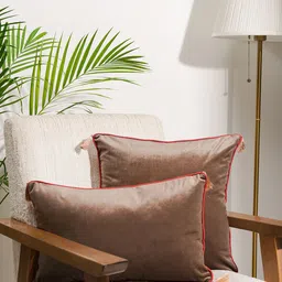 India Circus by Krsnaa Mehta Brown & Beige Velvet Square Cushion Covers-29