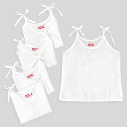 Babyhug 100% Cotton Sleeveless Jhabla Solid Pack of 5 - White-picture-34