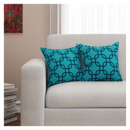SEJ by Nisha Gupta Geometrical Premium 16 by 16 cushion covers Set of 2 -Blue-image-80