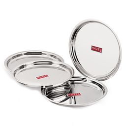 HAZEL Stainless Steel Plates Mirror Finish Thali Set For Dinner & Lunch  Silver - Pack of 4-picture-28