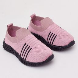 Priaansha Kids Solid Mesh Designed Slip Ons Shoes - Peach-picture-19
