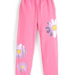 Honeyhap Premium Cotton Looper Ankle Length  Lounge Pant with Bio Finish Floral Print - Pink-8