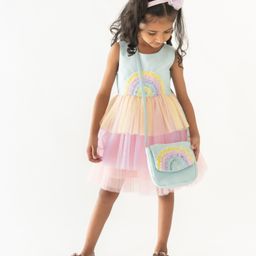 A Little Fable Sleeveless Sequin Rainbow Embellished Dress - Multi Colour-image-4