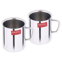 HAZEL Stainless Steel Double Wall Green Tea Coffee Big Sobar Mug, Set of 2, 210 ml (Each)-20