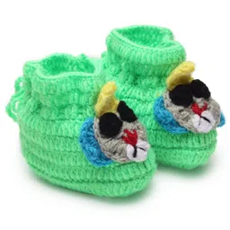 MayRa Knits Hand Knitted Rabbit Crochet Booties  - Green-picture-8
