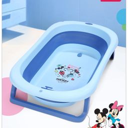 Babyhug Disney Foldable Baby Bathtub with Heat Sensitive Drain Plug & Mickey & Friends Graphics - Blue-52