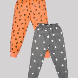 Kiwi Pack of 2 Cotton Anchors & Stars Printed Lounge Pants - Orange & Grey-image-60