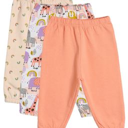 MINI KLUB Cotton Pack Of 3 Animals & Rainbows Printed Leggings - Multi Colour-image-33