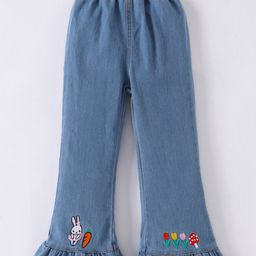 Mark & Mia Washed Jeans with Bunny & Floral Embroidery - Blue-image-48
