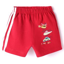 Tango Single Jersey Knit Knee Length Shorts with Vehicle Print - Red-image-99