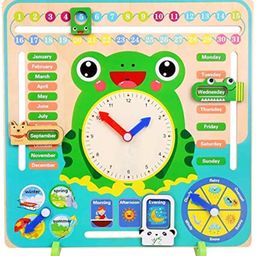 Azhari MultifunctionalEducational Wooden ClockPurpose Climate, Clock, Day, Date, Time and Whether Toy Calendar Board for Kids Color & Design May Vary-26