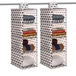 Kuber Industries White 2 Pieces Foldable Multi-Utility Organisers-18