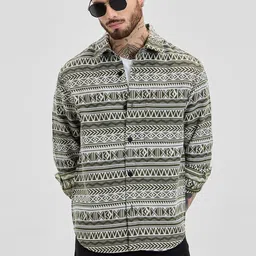 Snitch Men Geometric Open Front Jacket-image-11