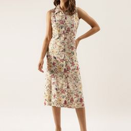CORSICA Women Floral Print Fit & Flare Midi Dress-image-4