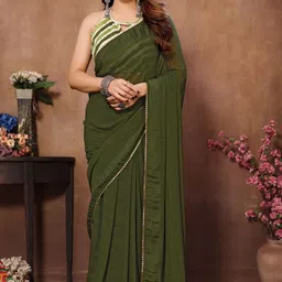 ROOP SUNDARI SAREES Checked Gotta Patti Pure Georgette Maheshwari Saree-19